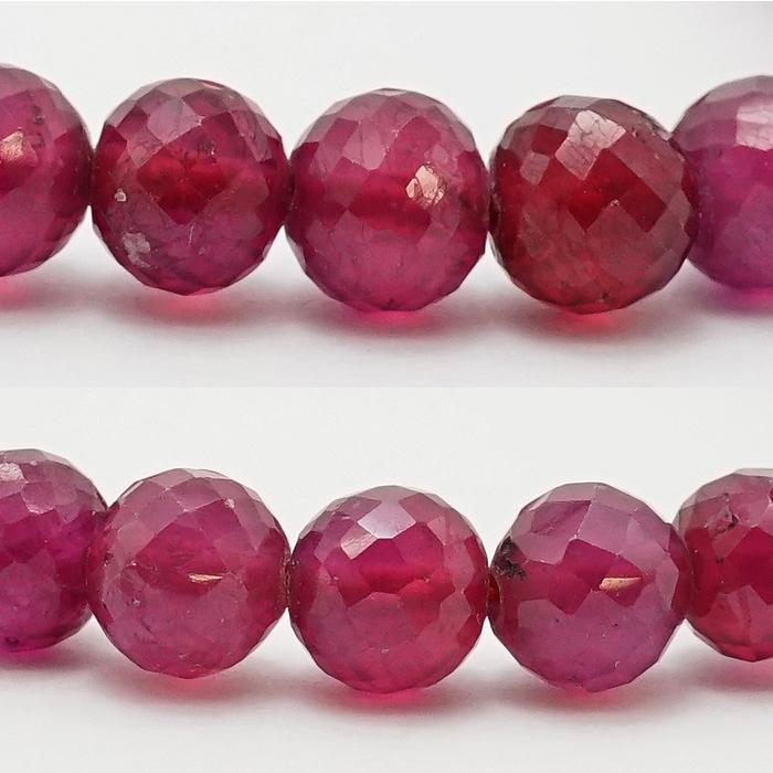 一点物 ルビー カット ブレスレット Ruby ブレス 7mm ミャンマー産 7月誕生石 赤 ダークチェリー お守り 浄化 天然石の画像