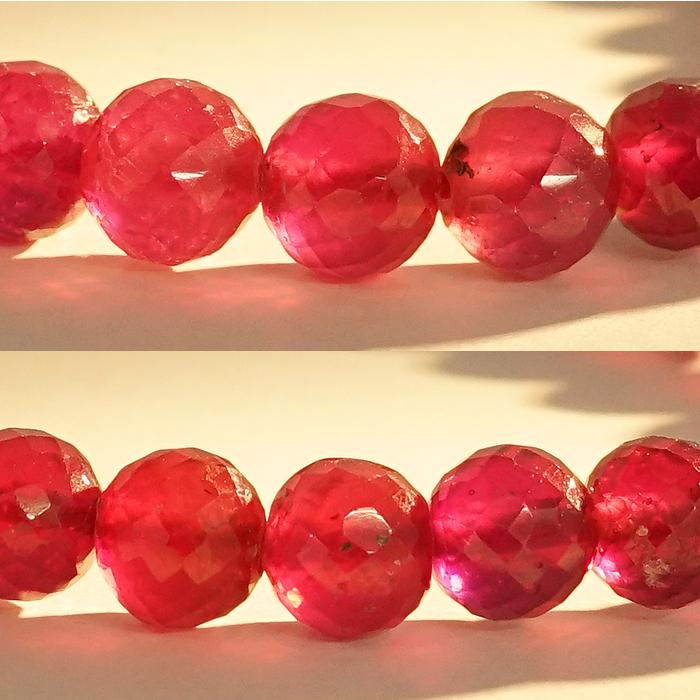 一点物 ルビー カット ブレスレット Ruby ブレス 7mm ミャンマー産 7月誕生石 赤 ダークチェリー お守り 浄化 天然石の画像