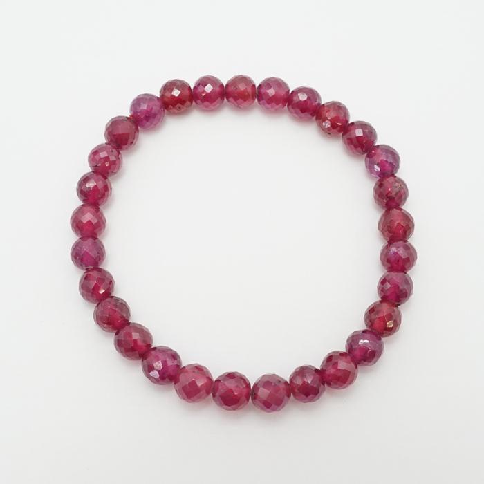 一点物 ルビー カット ブレスレット Ruby ブレス 7mm ミャンマー産 7月誕生石 赤 ダークチェリー お守り 浄化 天然石の画像