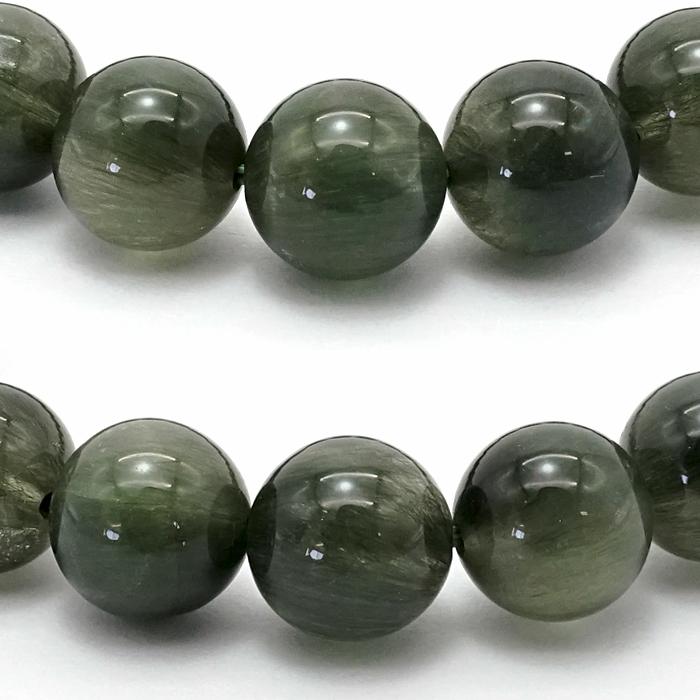 一点物】 グリーンルチルキャッツアイ ブレスレット 8mm 一点物】 グリーンルチルキャッツアイ ブレスレット 8mm