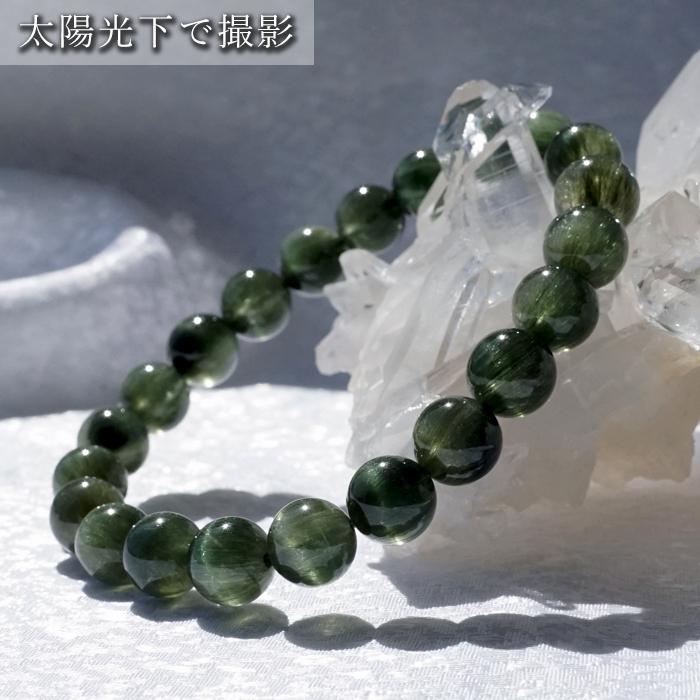 一点物】 グリーンルチルキャッツアイ ブレスレット 8mm 一点物】 グリーンルチルキャッツアイ ブレスレット 8mm