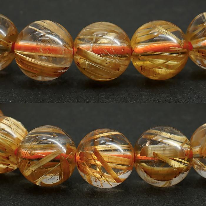 タイチンルチルクォーツ ブレスレット 約8.7mm ブラジル産 金針水晶 【一点物】 ルチル Taichin rutile 天然石 パワーストーン カラーストーンの画像
