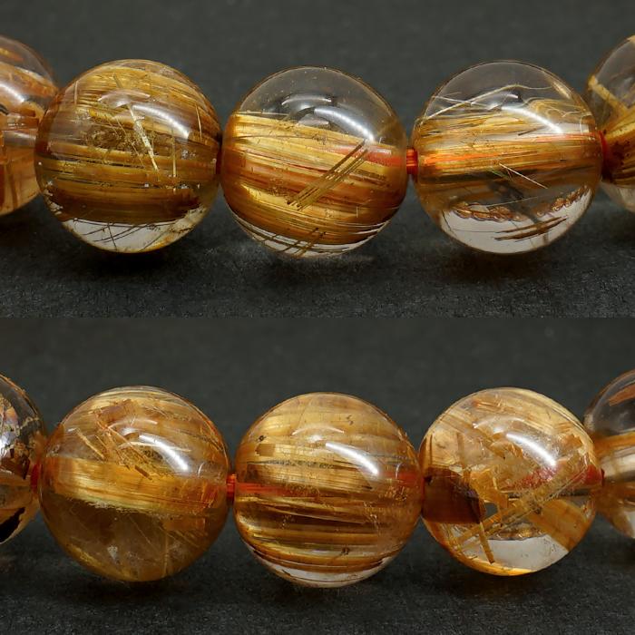 タイチンルチルクォーツ ブレスレット 約9.2mm ブラジル産 金針水晶 【一点物】 ルチル Taichin rutile 天然石 パワーストーン カラーストーンの画像
