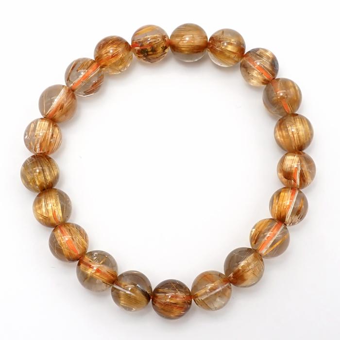 タイチンルチルクォーツ ブレスレット 約9.2mm ブラジル産 金針水晶 【一点物】 ルチル Taichin rutile 天然石 パワーストーン カラーストーンの画像