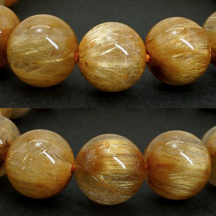 ゴールドルチルクォーツ キャッツアイ ブレスレット 約12.5mm ブラジル