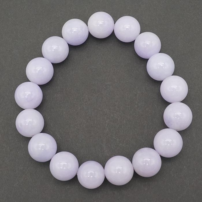 ラベンダー翡翠 ブレスレット 12mm ミャンマー産 一点物 Jade ジェイド
