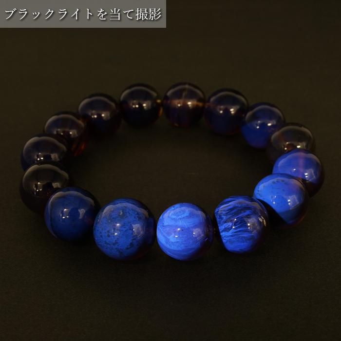 スマトラブルーアンバー ブレスレット インドネシア産 丸玉 14mm