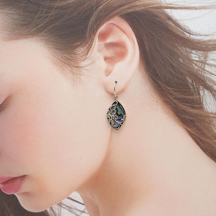 バリニーズシルバー 銀線細工 アパロンシェル ピアス フックピアス 