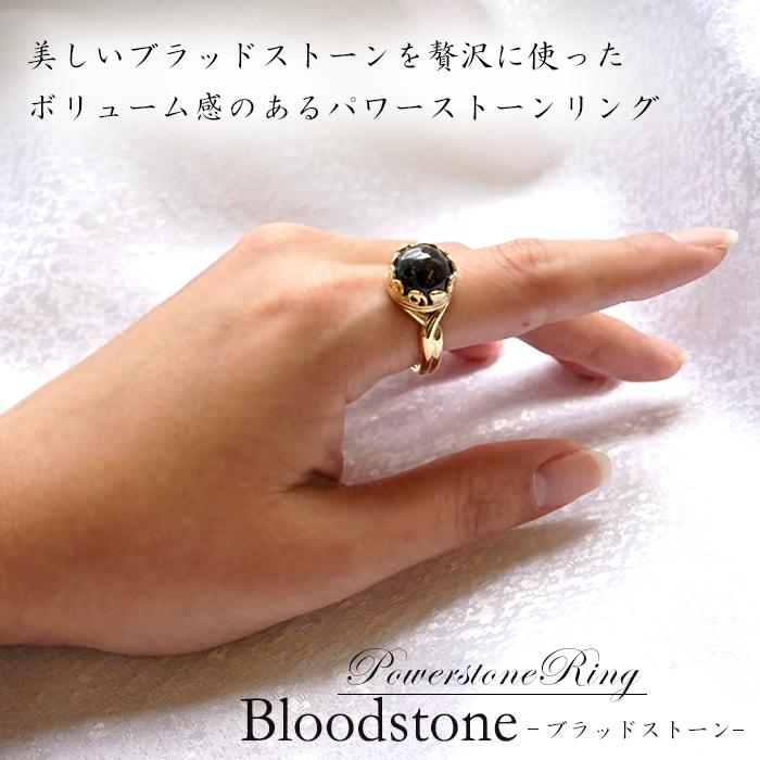 ブラッドストーン リング インド産 Bloodstone 15号 シルバー ゴールド