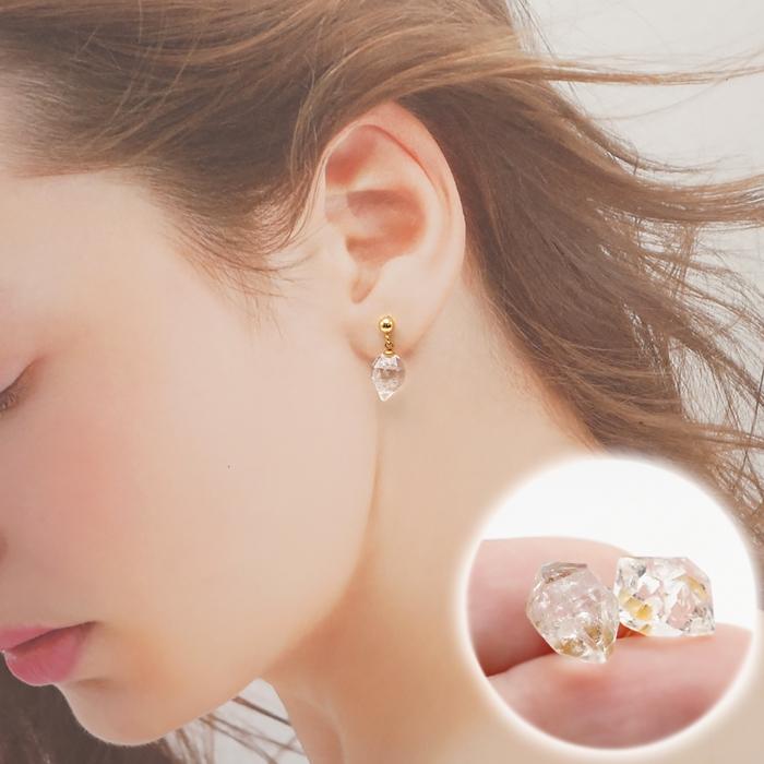 選べる6タイプ ハーキマーダイヤモンド ピアス イヤリング ステンレス