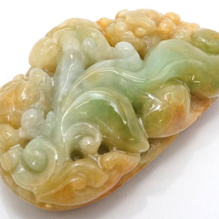 【一点物】 翡翠 龍 彫り物 約44.5g ミャンマー産 2024年 干支 辰年 たつ 迎春 天然石 パワーストーンの画像