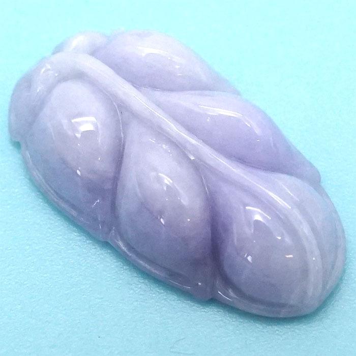 一点物】 ラベンダー翡翠 葉っぱ 彫り物 約4.5g ミャンマー産 天然石