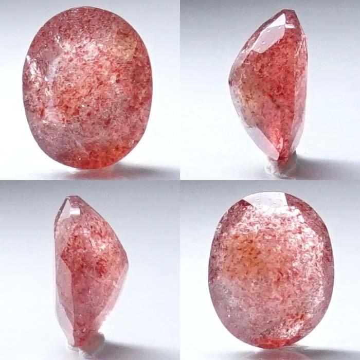 ルビーインクォーツ　ルース　天然石　高品質 1点物】レア共生 ルビーインクォーツ 33x20mm ドロップ ルース
