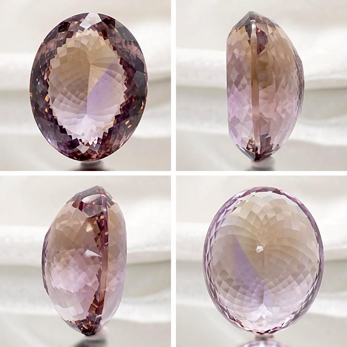 【一点物】 アメトリン ルース 127.8ct オーバルカット ブラジル産 アメジスト シトリン バイカラー 誕生石 希少石 天然石 パワーストーンの画像
