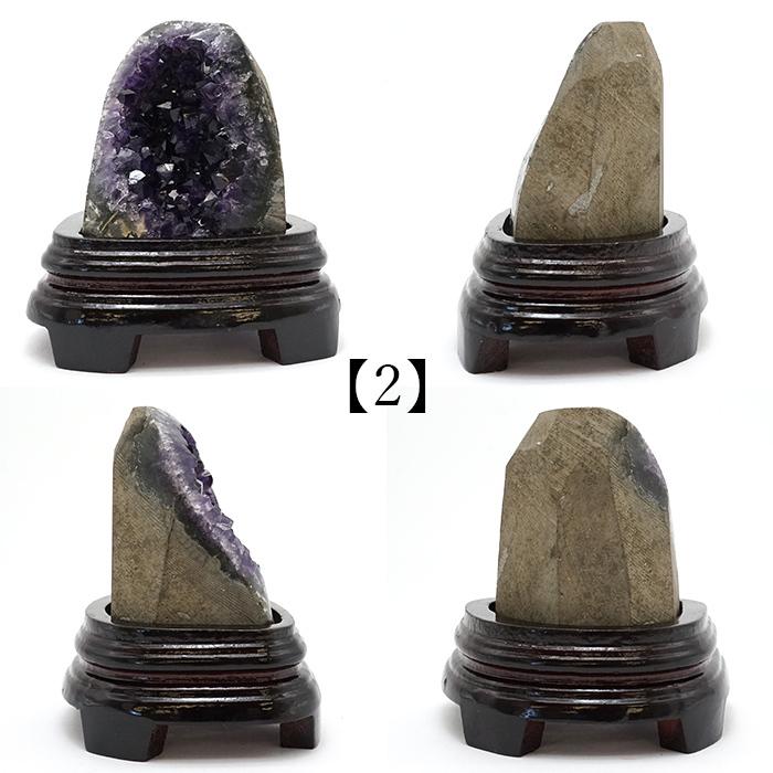 一点物】 アメジスト クラスター 木製 台座付き ウルグアイ産