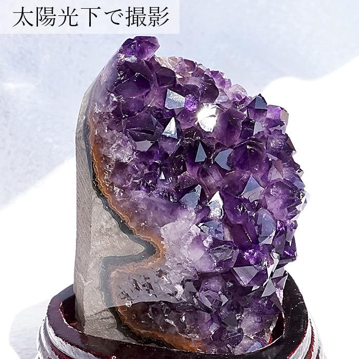 Amethyst アメジスト原石 クラスター 木製台座付 紫水晶 天然石 Amethyst アメジスト原石 クラスター 木製台座付 紫水晶 天然石｜BLACK