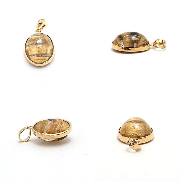 ルチルクォーツペンダント 5.50ct K18 黄金色 ブラジル産 : 天然石工房