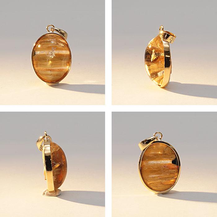 黄金の糸 K18ゴールド ルチルクォーツ ジュエリー パワーストーン ネックレス ルチルクォーツペンダント 5.50ct K18 黄金色 ブラジル産