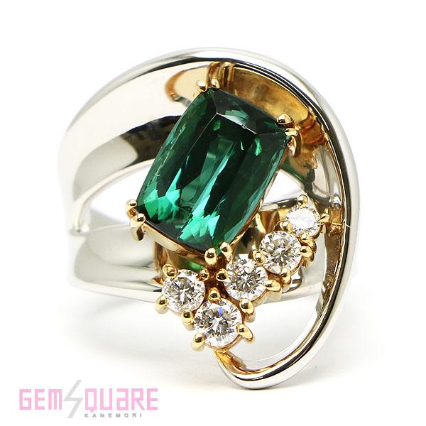 pt900k18 グリーントルマリンダイヤリング Green Tourmaline Pt900グリーントルマリン ダイヤモンドリング