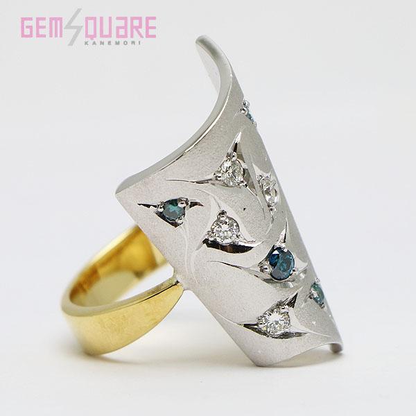 値下げ交渉可】K18 ダイヤモンド リング 指輪 D0.21 BD0.18 18.0g 16