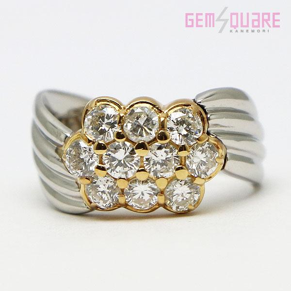 K18&Pt900 　ダイヤモンドデザインリング 値下げ交渉可】Pt900 K18 ダイヤモンド デザイン リング 5.4g 9.5号