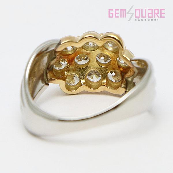 K18&Pt900 　ダイヤモンドデザインリング 値下げ交渉可】Pt900 K18 ダイヤモンド デザイン リング 5.4g 9.5号