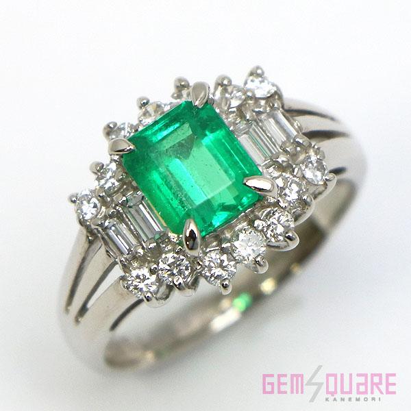 値下げ交渉可】Pt850 エメラルド ダイヤモンド リング 指輪 E0.97 D0  