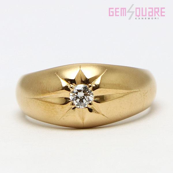 値下げ交渉可】K18 ダイヤモンド 甲丸リング 艶消し 指輪 D0.12 7.1g  