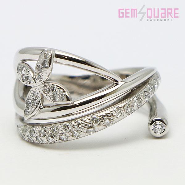 値下げ交渉可】K18WG ダイヤモンド フラワーモチーフ リング 指輪 D0