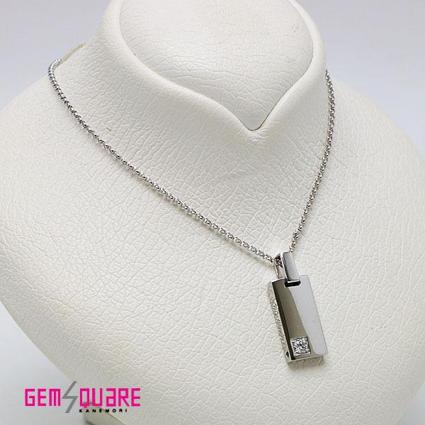 値下げ交渉可】K18WG ダイヤモンド ネックレス プレート D0.15 8.9g 