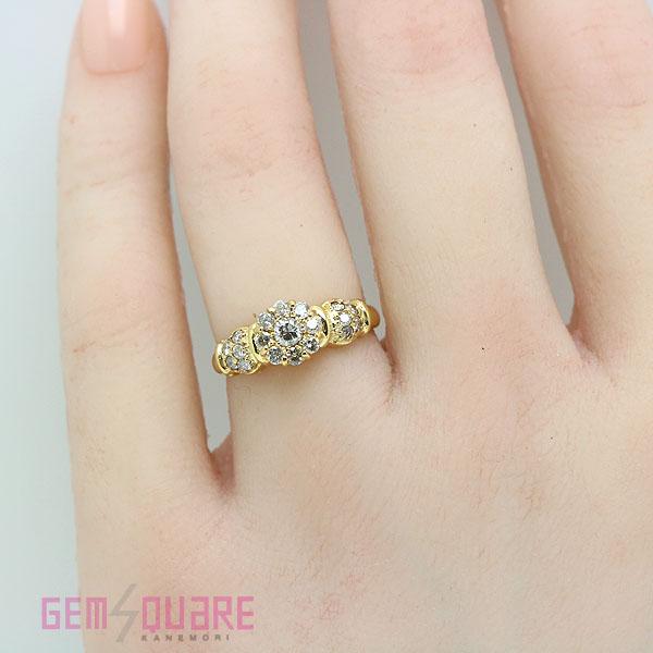 値下げ交渉可】K18YG ダイヤモンド リング 指輪 D0.50 3.5g 8.5号  