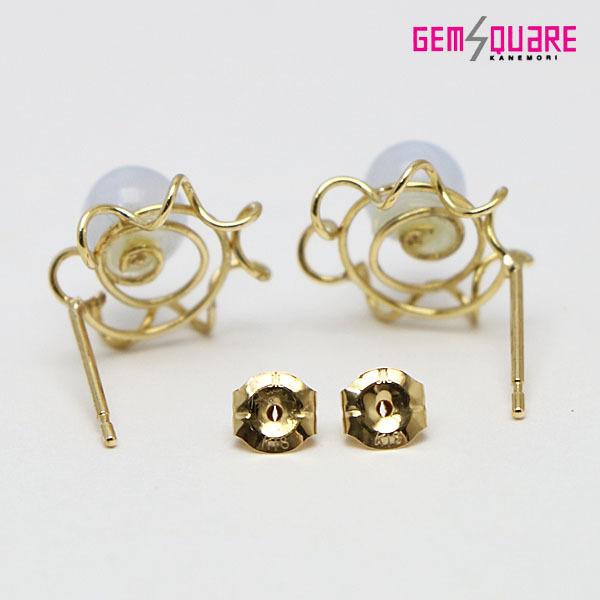 値下げ交渉可】K18YG カルセドニー ピアス ライトブルー 1.2g 美品  