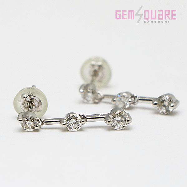 値下げ交渉可】K18WG ダイヤモンド ピアス D0.35×2 1.7g 仕上げ済 