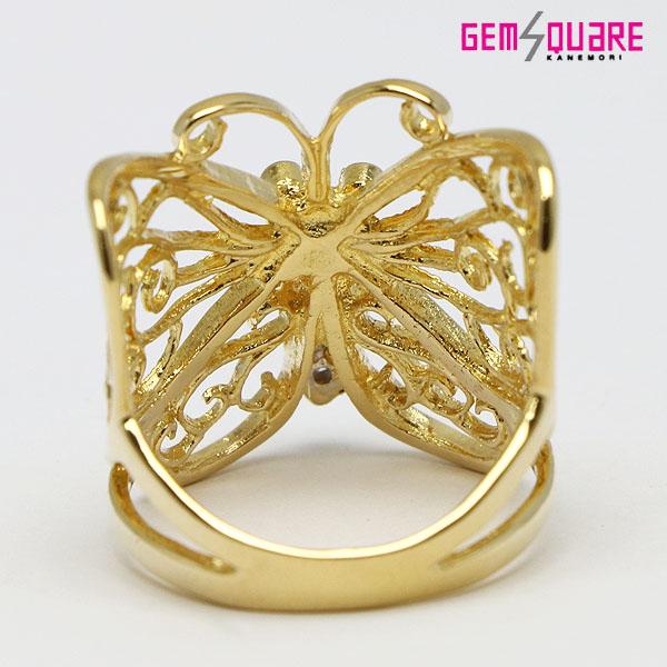 値下げ交渉可】K18YG ダイヤモンド 蝶モチーフ リング 指輪 メレダイヤ