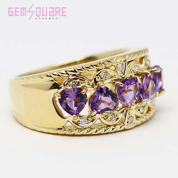 値下げ交渉可】K18YG アメジスト リング 指輪 ハートシェイプ A1.10 D0  