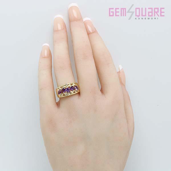 値下げ交渉可】K18YG アメジスト リング 指輪 ハートシェイプ A1.10 D0  