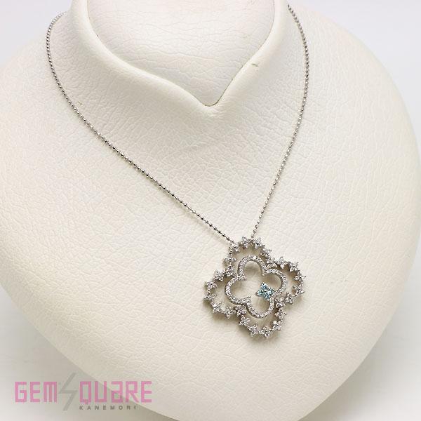 値下げ交渉可】K18WG ダイヤモンド ブルーダイヤ クローバーモチーフ  