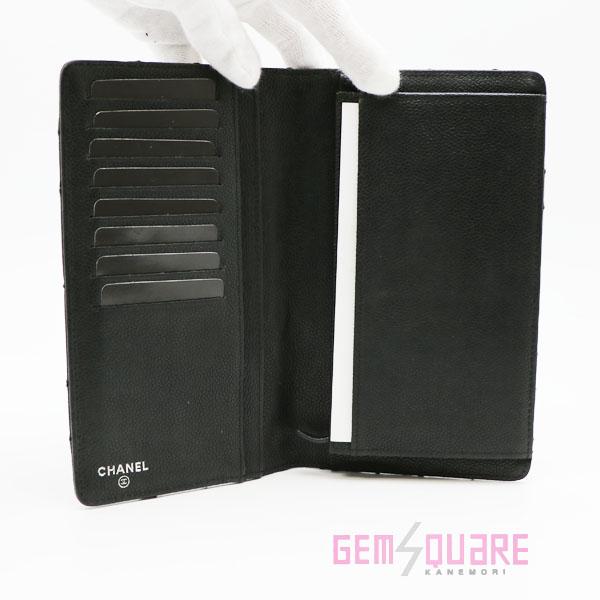 シャネル CHANEL ワイルドステッチ 財布 キャビアスキン 黒 中古 A33052