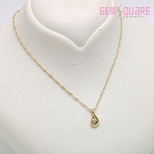 値下げ交渉可】ELLE エル製 K18YG ダイヤモンド スクリューネックレス  