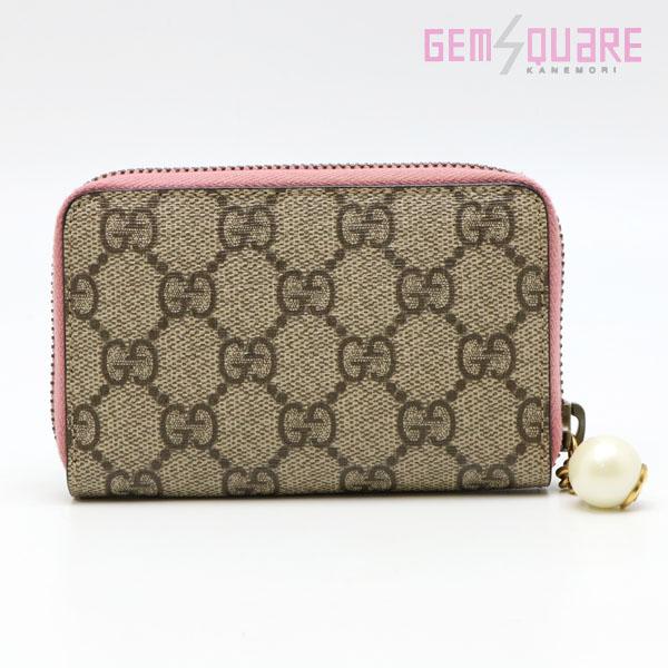 【値下げ交渉可】GUCCI グッチ ラウンドファスナー カードケース GGスプリーム ベージュ ピンク 中古 431282_1