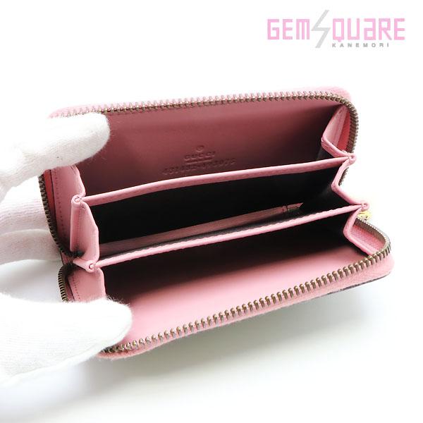 【値下げ交渉可】GUCCI グッチ ラウンドファスナー カードケース GGスプリーム ベージュ ピンク 中古 431282_4