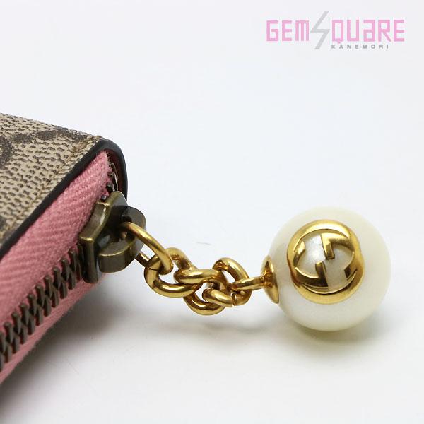 【値下げ交渉可】GUCCI グッチ ラウンドファスナー カードケース GGスプリーム ベージュ ピンク 中古 431282_5