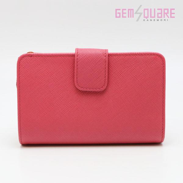 【極美品】プラダ 二つ折り財布 サフィアーノレザー ピンク 1ML225 極美品】プラダ 二つ折り財布 サフィアーノレザー ピンク 1ML225