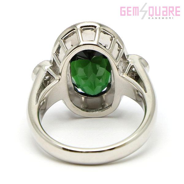 値下げ交渉可】Pt900 グリーントルマリン ダイヤ リング 指輪 TL6.01  