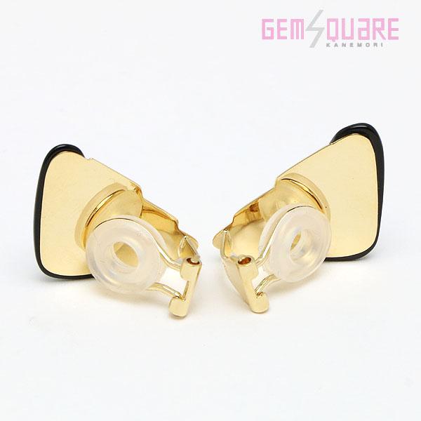 値下げ交渉可】K18YG オニキス イヤリング プレートオニキス×2 4.83g  