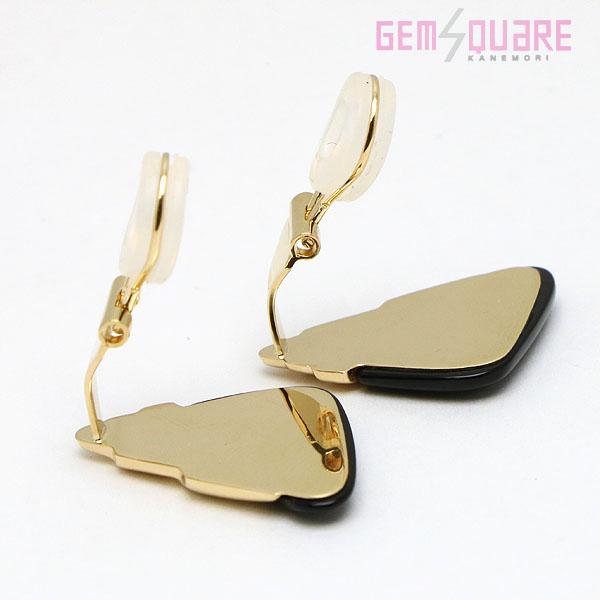 値下げ交渉可】K18YG オニキス イヤリング プレートオニキス×2 4.83g  