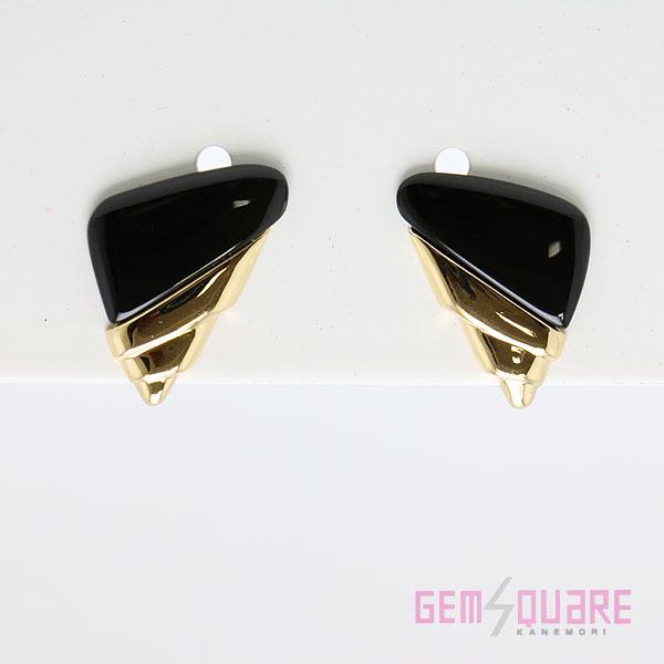 値下げ交渉可】K18YG オニキス イヤリング プレートオニキス×2 4.83g  