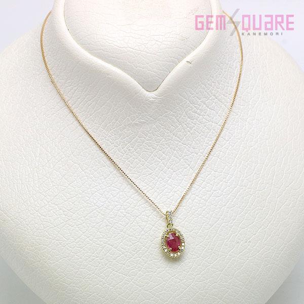 値下げ交渉可】K18YG ルビー ダイヤモンド ネックレス R0.41 D0.10 2.2  