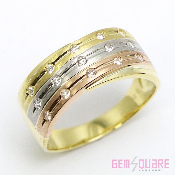 値下げ交渉可】K18YG/WG/PG Pt950 スリーカラー ダイヤモンド リング  