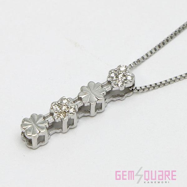 k18WG クローバーモチーフ ペンダントトップ 値下げ交渉可】K18WG ダイヤモンド クローバーモチーフ ネックレス D0